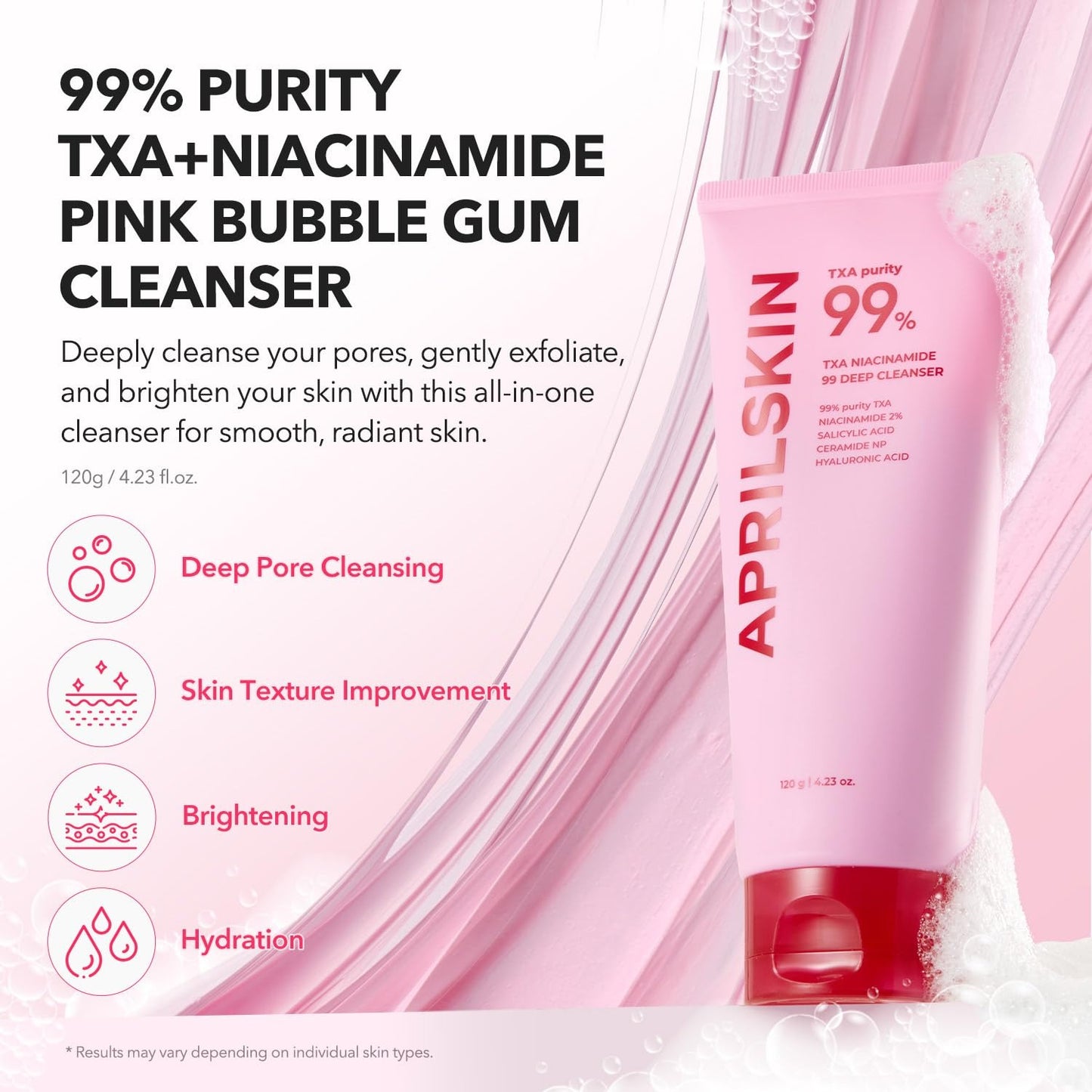 [APRILSKIN] TXA Niacinamide 99 Dark Spot Bubble Gum Cleanser