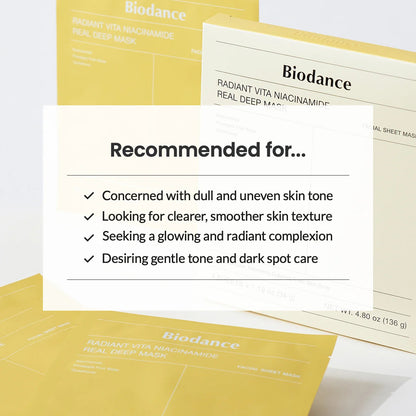 [BIODANCE] Yellow Radiant Vita Niacinamide Real Deep Mask - 4ea/8ea/12ea/16ea